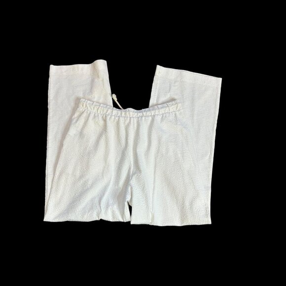 J. Crew White Seersucker Wide leg Drawstring Waist Coastal Beach Pants Size S - Picture 3 of 10
